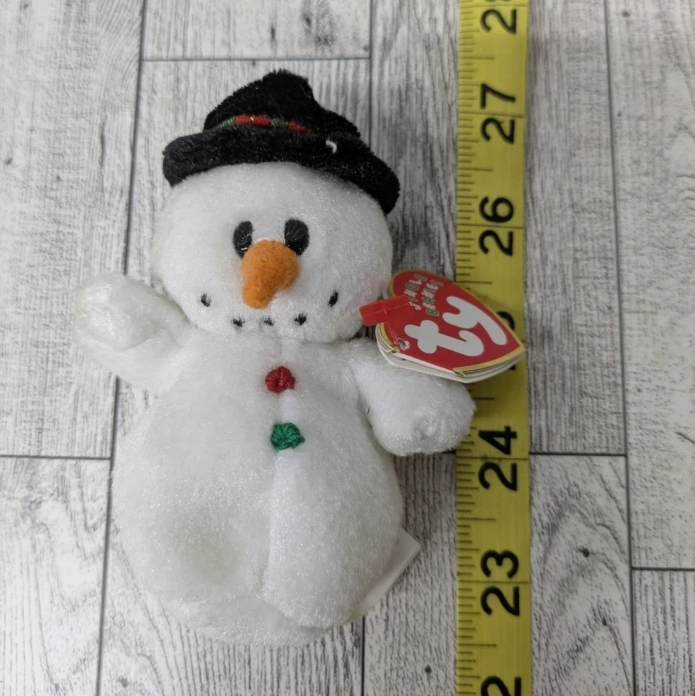 Ty Coolston Snowman Plush with Black Hat and White Body